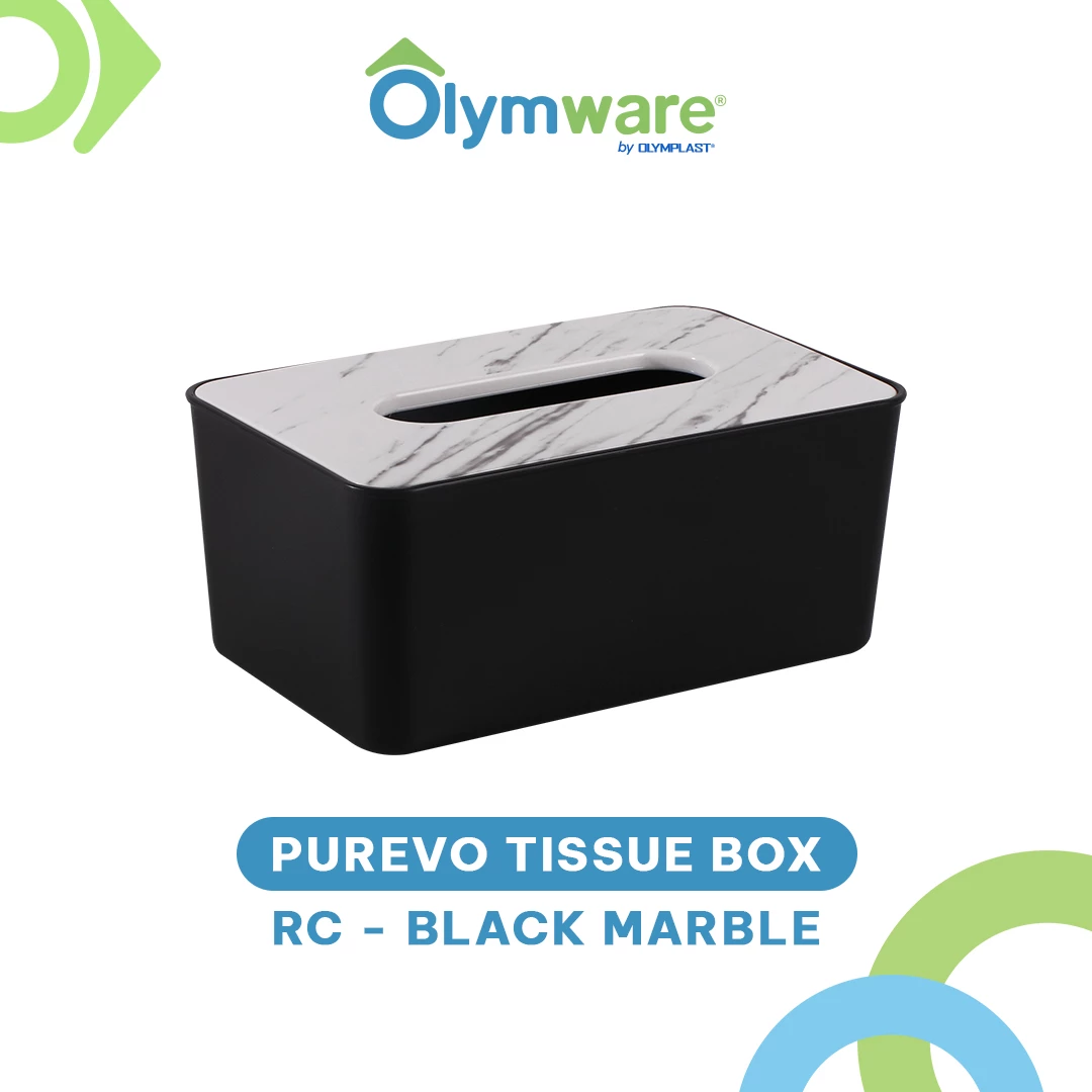 Purevo Tissue Box - Tempat Tisu Kotak Panjang Bulat Bening Plastik - Wadah Tisu Minimalis