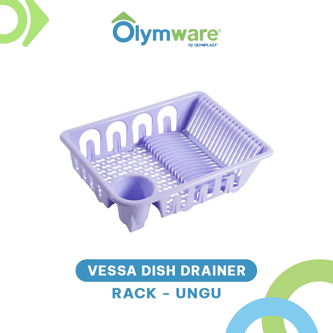 Vessa Dish Drainer Set & Rack - Rak Piring Plastik - Tray Pembuangan - Tempat Tiris Piring Minimalis