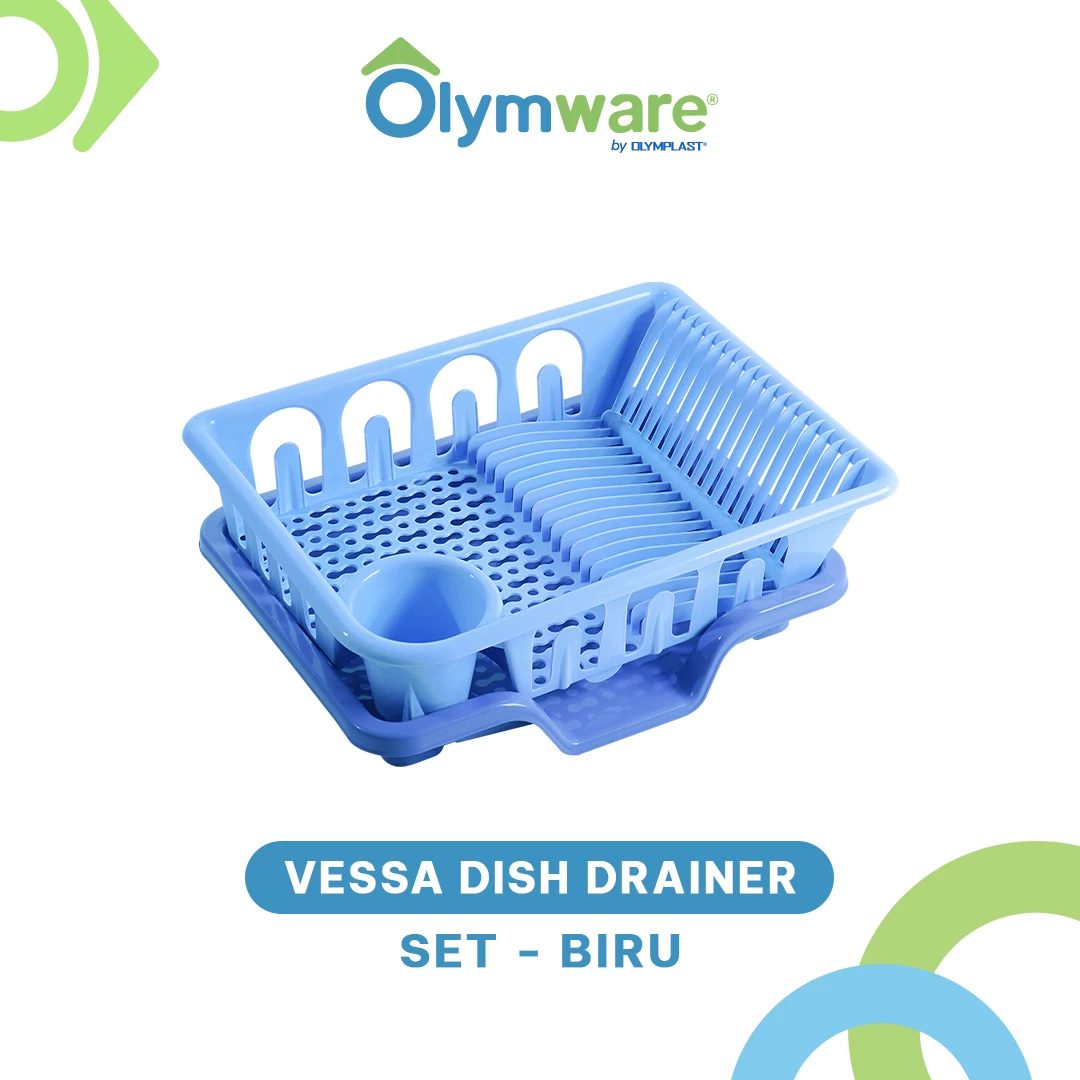 Vessa Dish Drainer Set & Rack - Rak Piring Plastik - Tray Pembuangan - Tempat Tiris Piring Minimalis