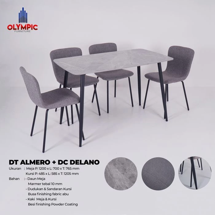 Meja Makan DT Almero + Kursi Makan DC Delano