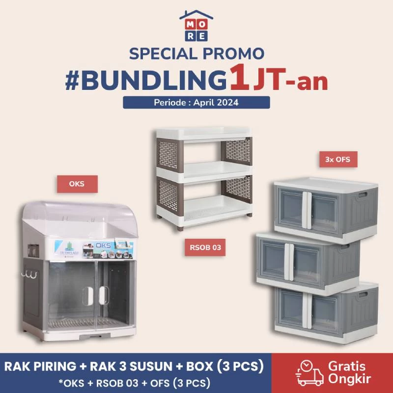Paket Spesial 1 Juta-an! - Rak Susun Serbaguna, Rak Piring, Storage Box - RSOB 03, OKS, 3 OFS