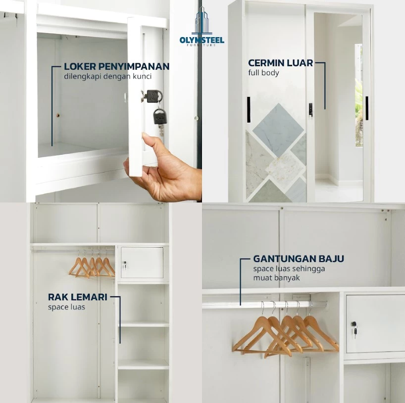 OSWS 120 Leaf - Lemari Pakaian Besi Sliding gallery 2