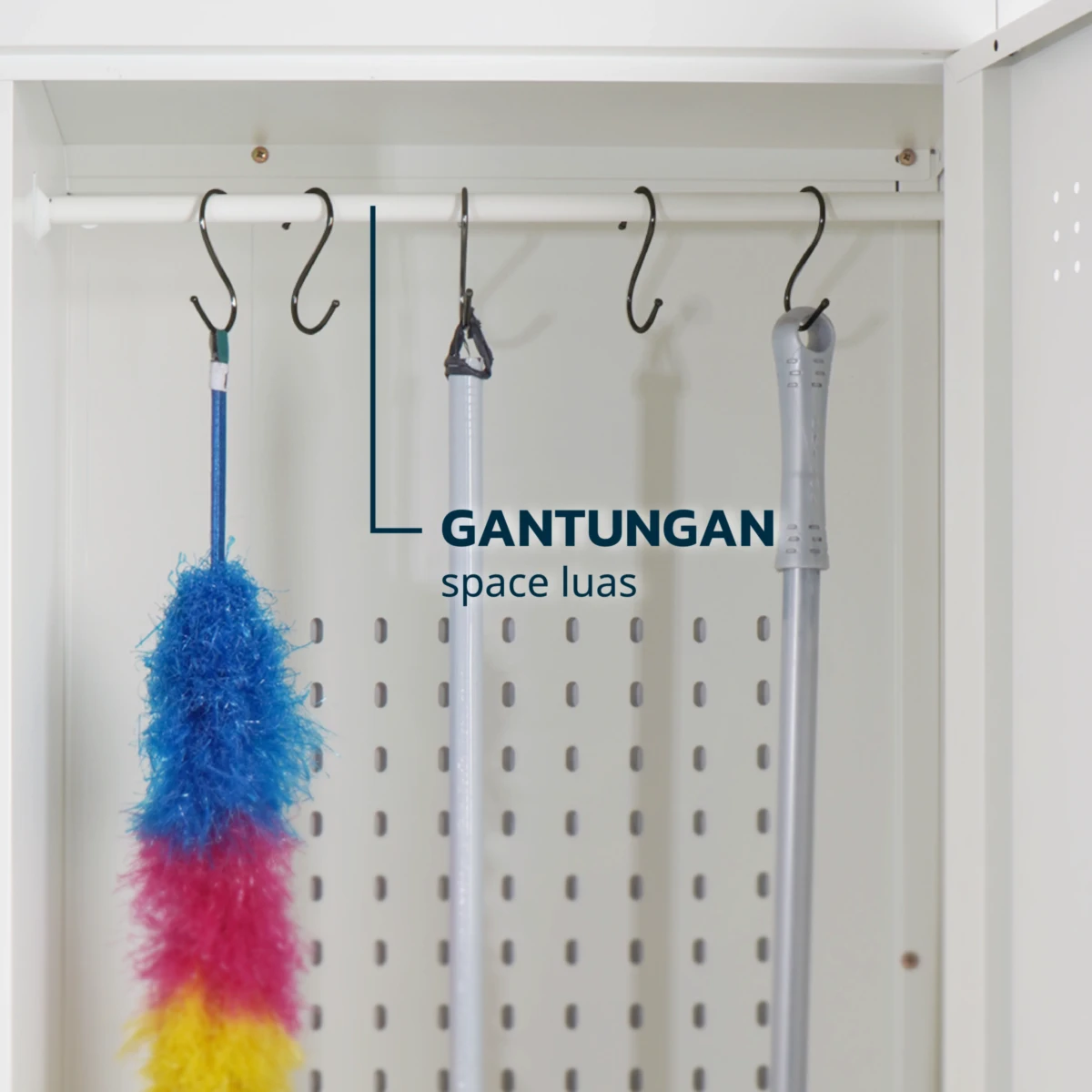 OMS 2P 001 WHITE  / Rak Besi Serba Guna / Rak Dapur Besi / Rak Sapu / Rak Besi 2 Pintu Putih gallery 7