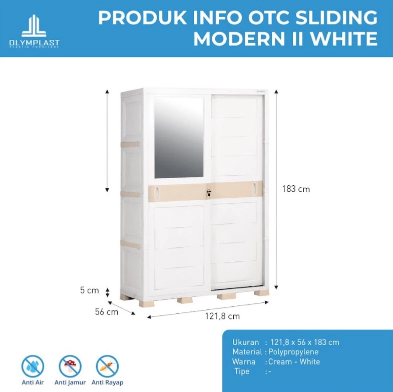 OTC SL WHITE - Lemari Sliding Plastik LED Modern - Transform Cabinet Sliding gallery 1