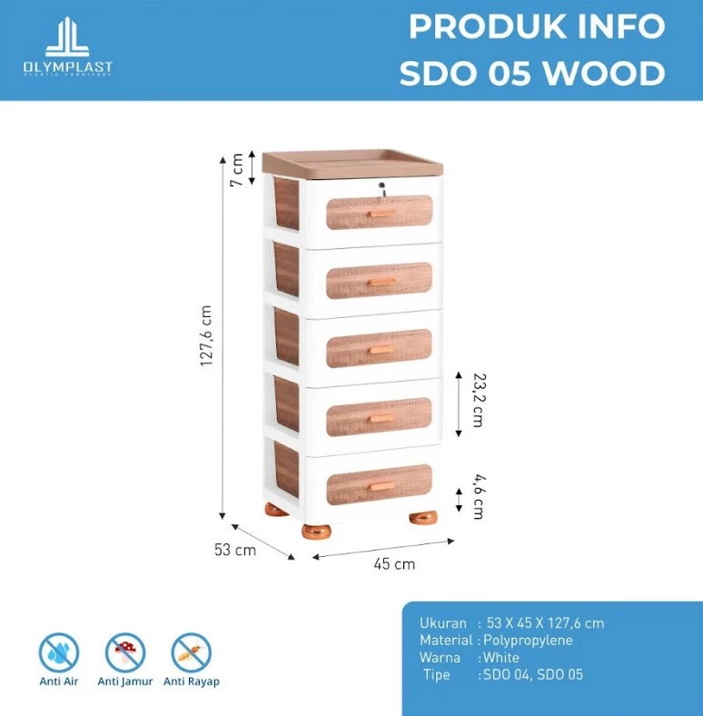 SDO 05 WOOD - Laci Penyimpanan Serbaguna Modern - Stylish Drawer Olymplast gallery 1