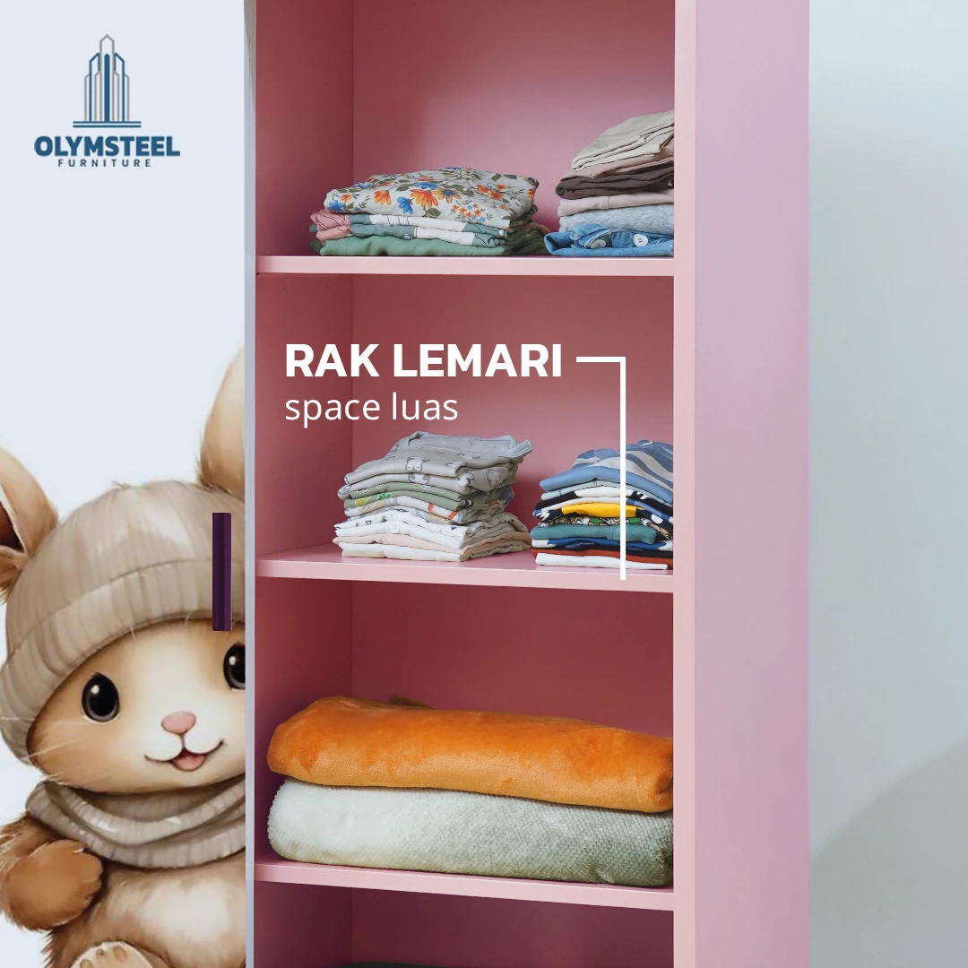 OSWS KIDS RABBIT 01 - Lemari Pakaian Anak - Lemari Pakaian Besi Sliding - Lemari Pakaian Besi gallery 3