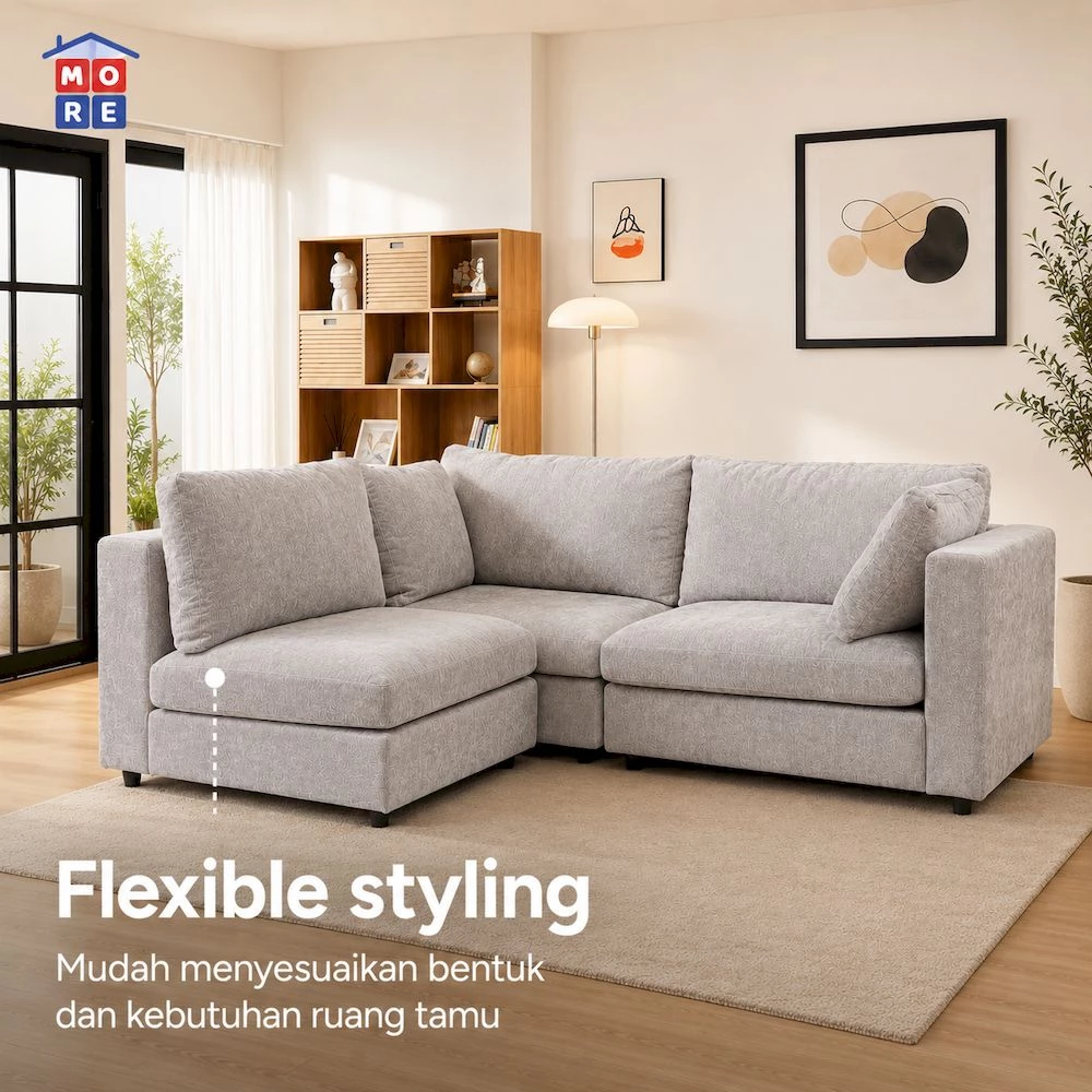 HUGA 3S Sofa 3 Seater Minimalis - Sofa Panjang Premium Fabric Empuk Modern Elegan gallery 2