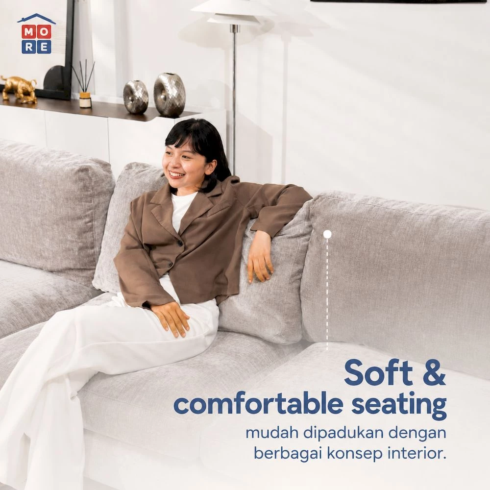 HUGA 3S Sofa 3 Seater Minimalis - Sofa Panjang Premium Fabric Empuk Modern Elegan gallery 4