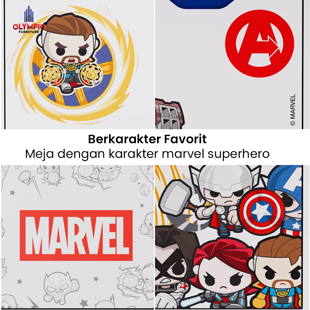 MBB 120 Meja Belajar - Spesial Marvel Avengers White Blue gallery 5