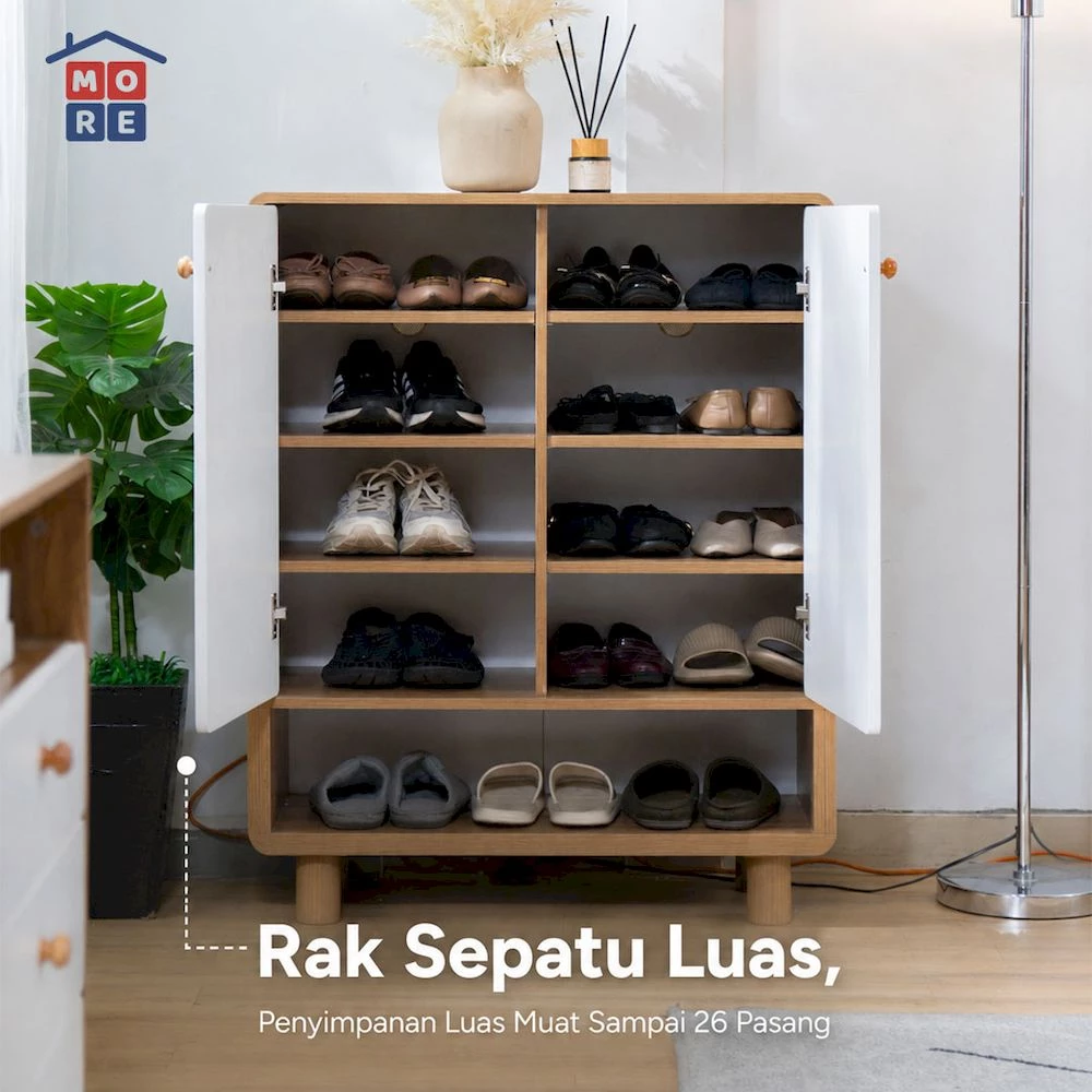 MORE GOBI Shoes Rack Minimalis - Lemari Sepatu Kayu Adjustable Multifungsi Govina Oak gallery 2