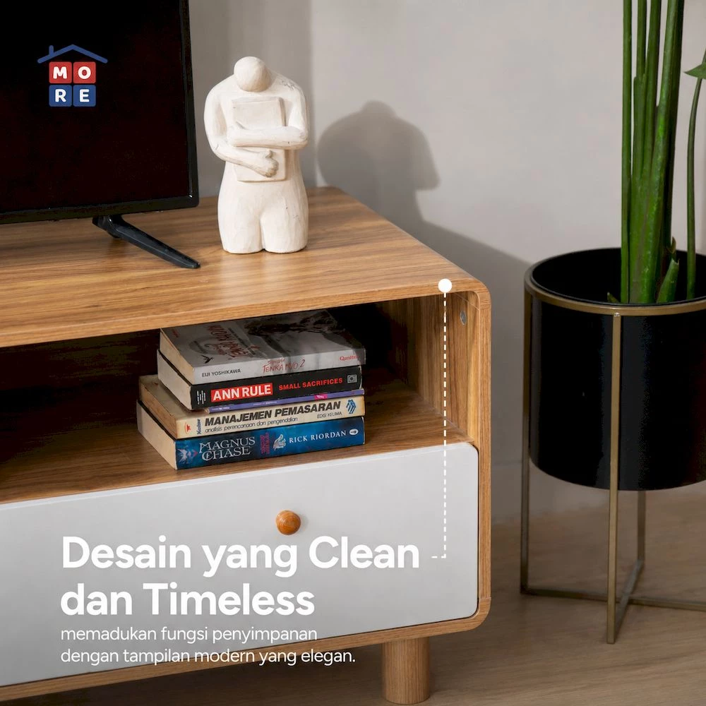 MORE GOBI RTV Rak TV Minimalis - Meja TV Kayu Modern Multifungsi Govina Oak White gallery 4