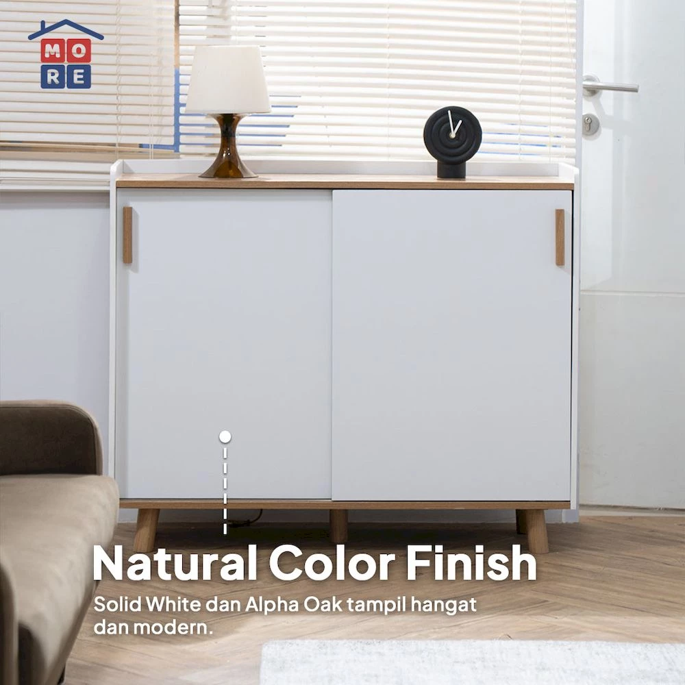 SORA Credenza 120 Minimalis Modern - Lemari Credenza Serbaguna Motif Kayu Alpha Oak gallery 2