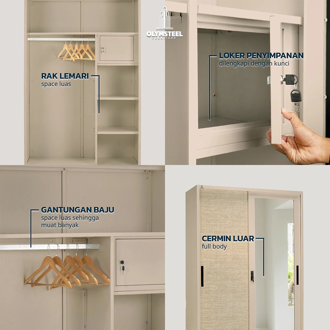 Olymsteel OSWS 120 RATTAN 01 Lemari Pakaian Besi Sliding 2 Pintu gallery 2