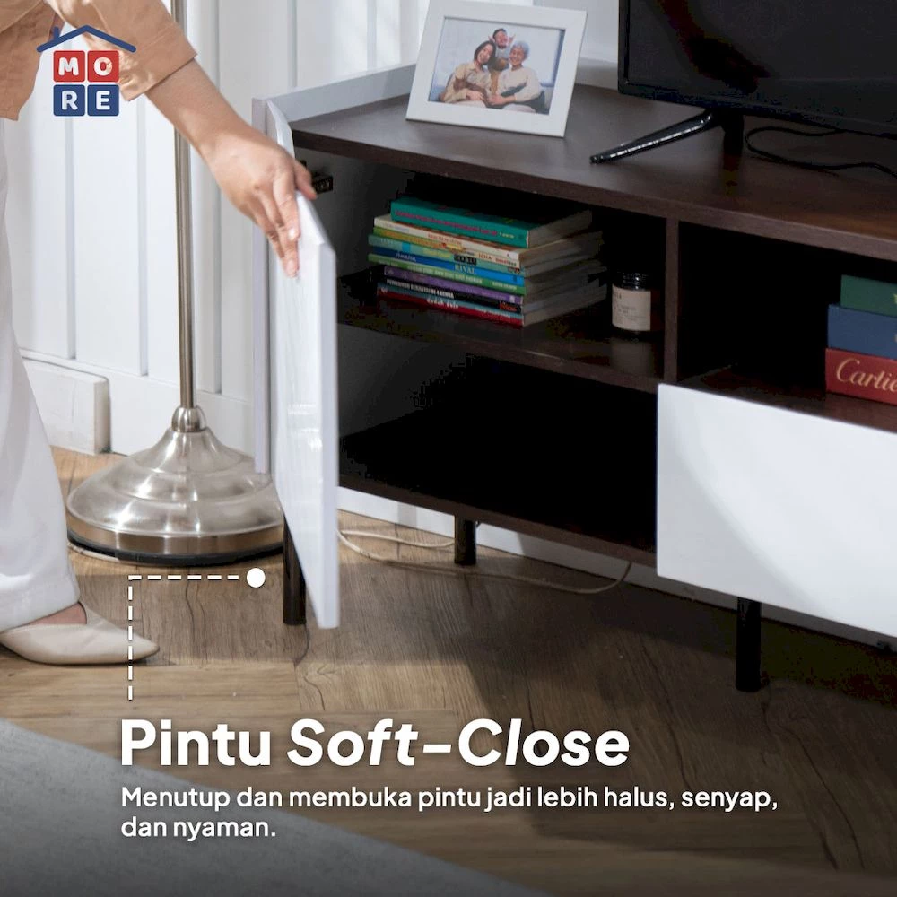 ECHO TV Table 160 Rak TV Minimalis Modern - Meja TV High Gloss Kaki Besi Dark Walnut Premium gallery 3