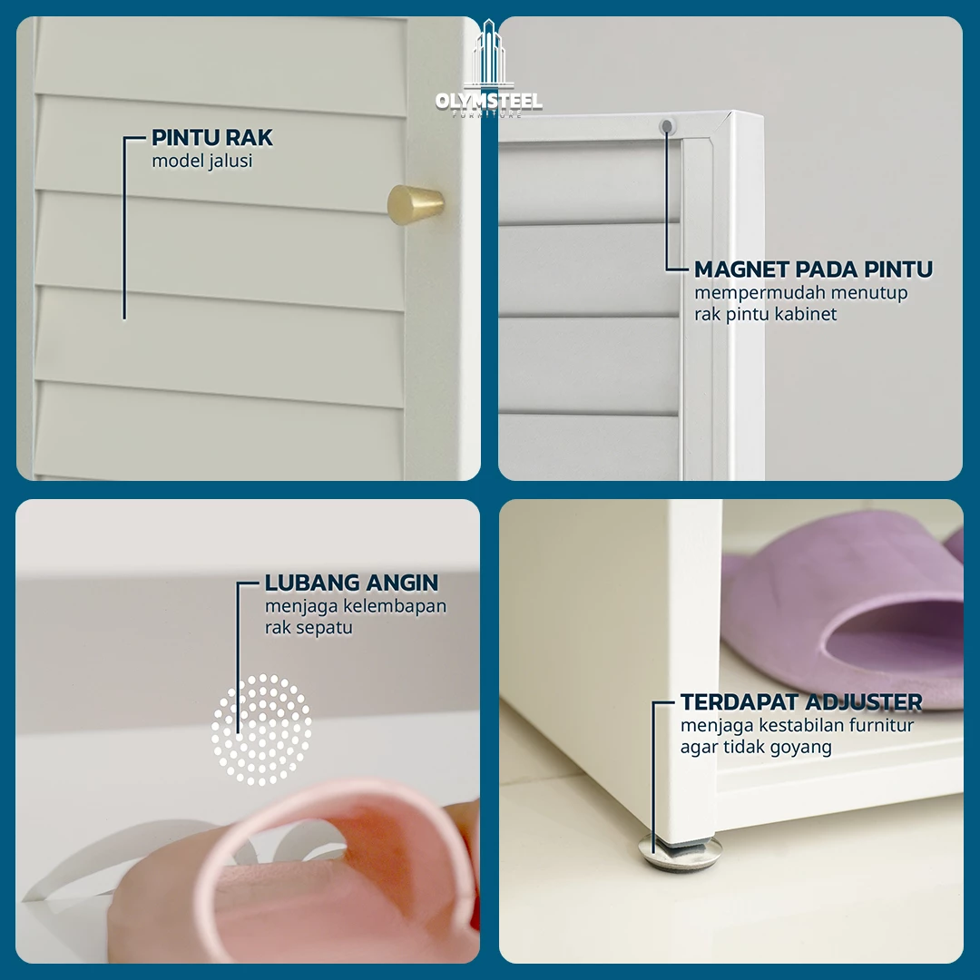 SR 006 3P Jalusi - Rak Sepatu Besi Minimalis 3 Pintu gallery 7