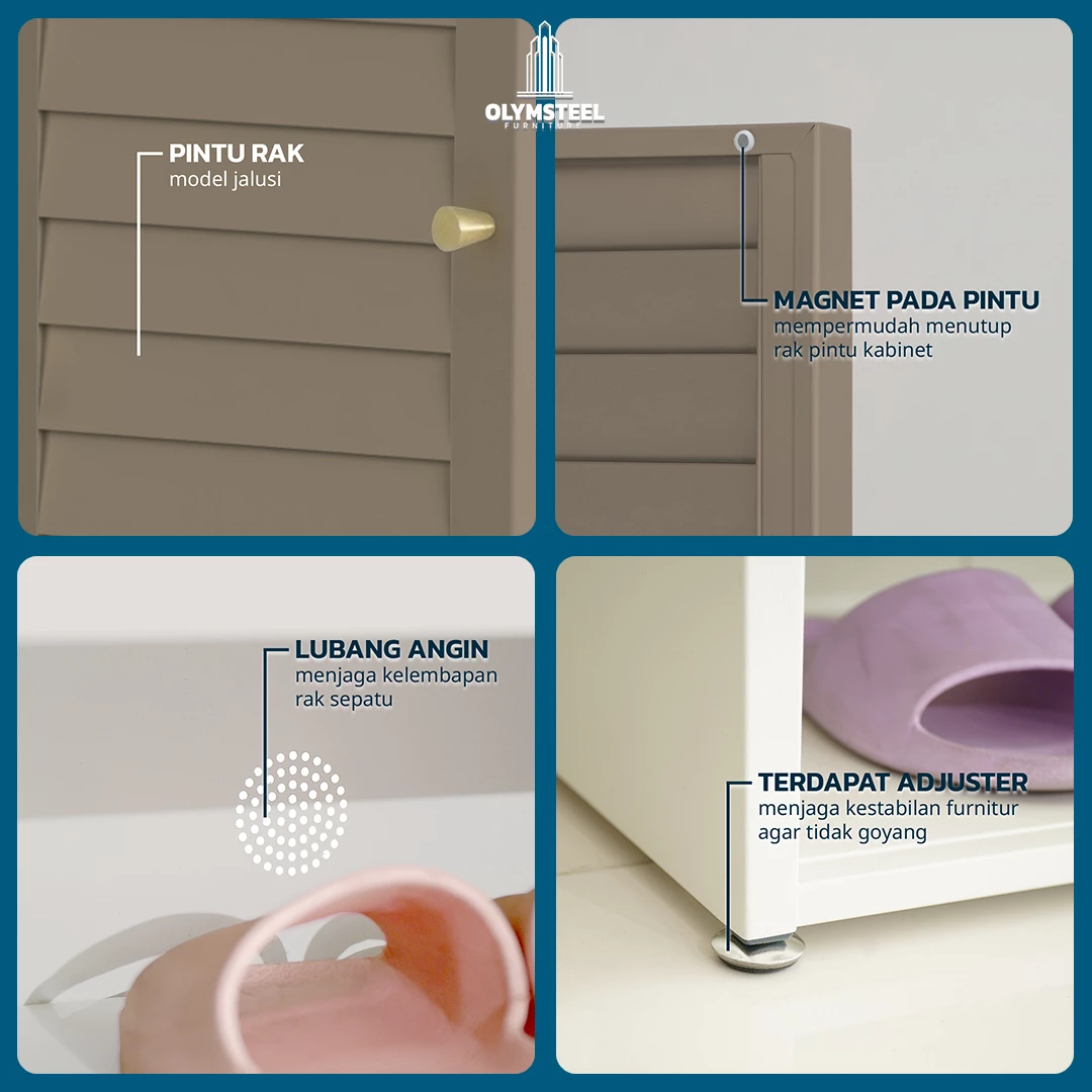 SR 006 4P Jalusi - Rak Sepatu Besi Minimalis 4 Pintu gallery 5