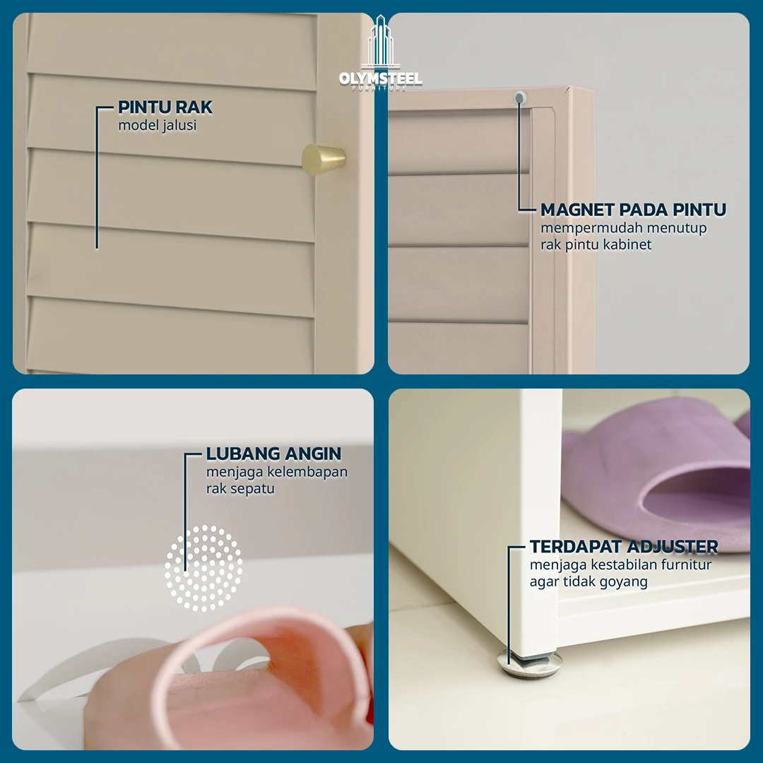 SR 006 4P Jalusi - Rak Sepatu Besi Minimalis 4 Pintu gallery 7