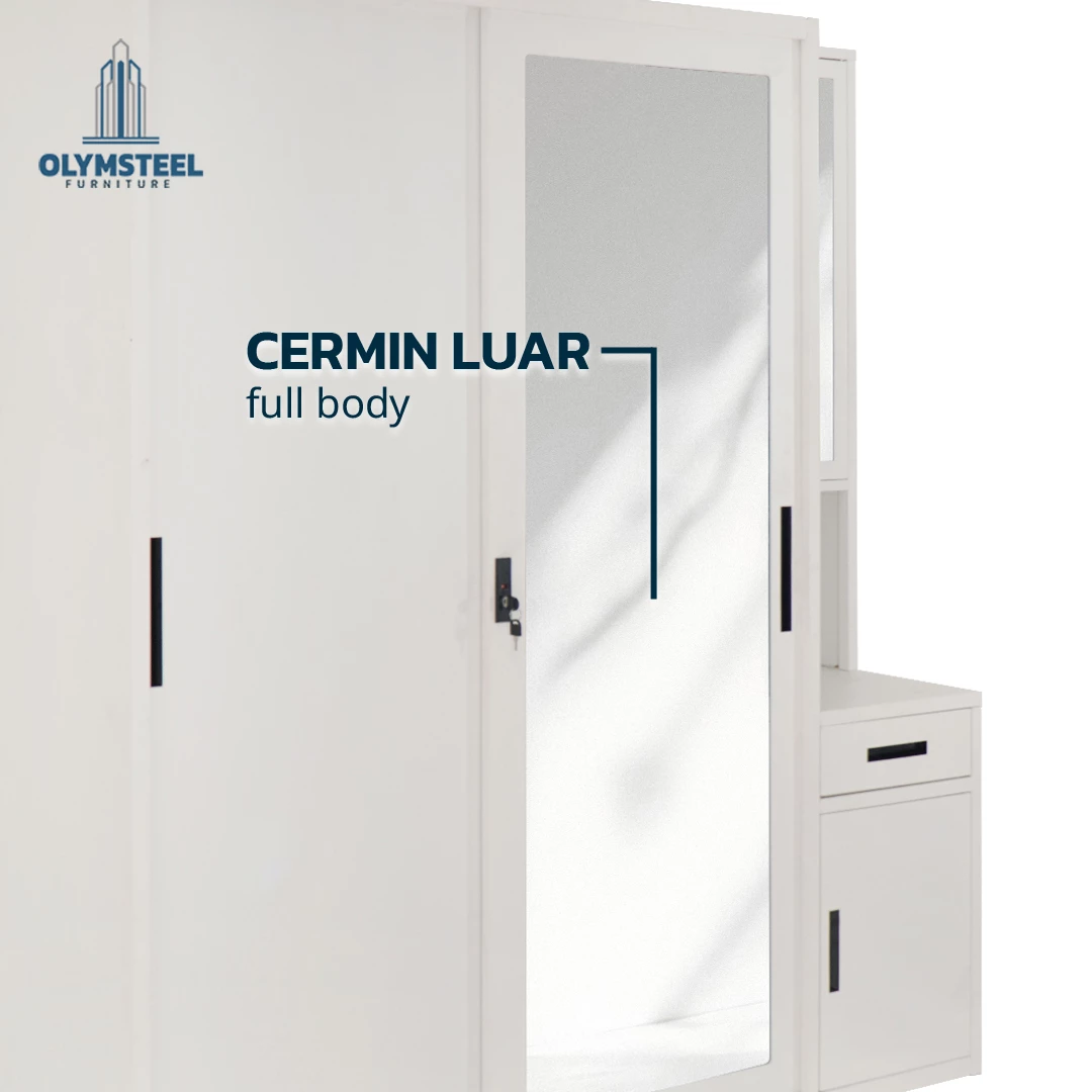 OSWS MR Lemari Sliding Pakaian Besi - Meja Rias dan Cermin - Lemari Multifungsi Modern Kuat gallery 7
