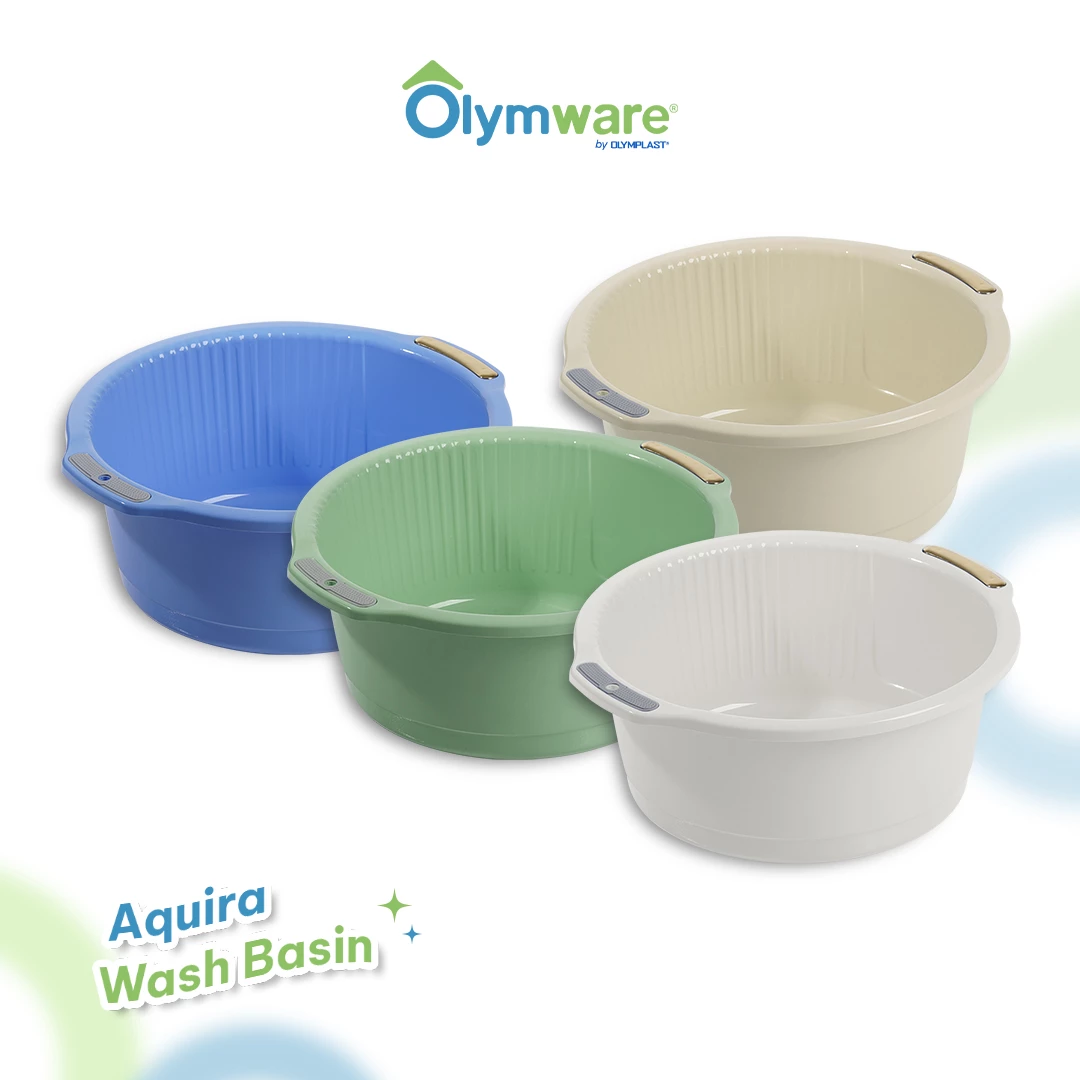 Aquira Wash Basin 10L 14L 20L - Ember Cuci Plastik Handle Chrome - Bak Cuci Baju Kuat Modern gallery 5