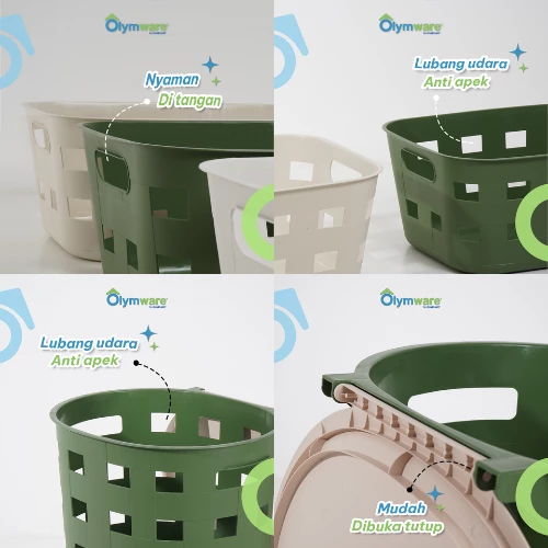 Neato Laundry Basket OV RC - Keranjang Laundry Tutup - Keranjang Baju Kotor Plastik Besar gallery 4