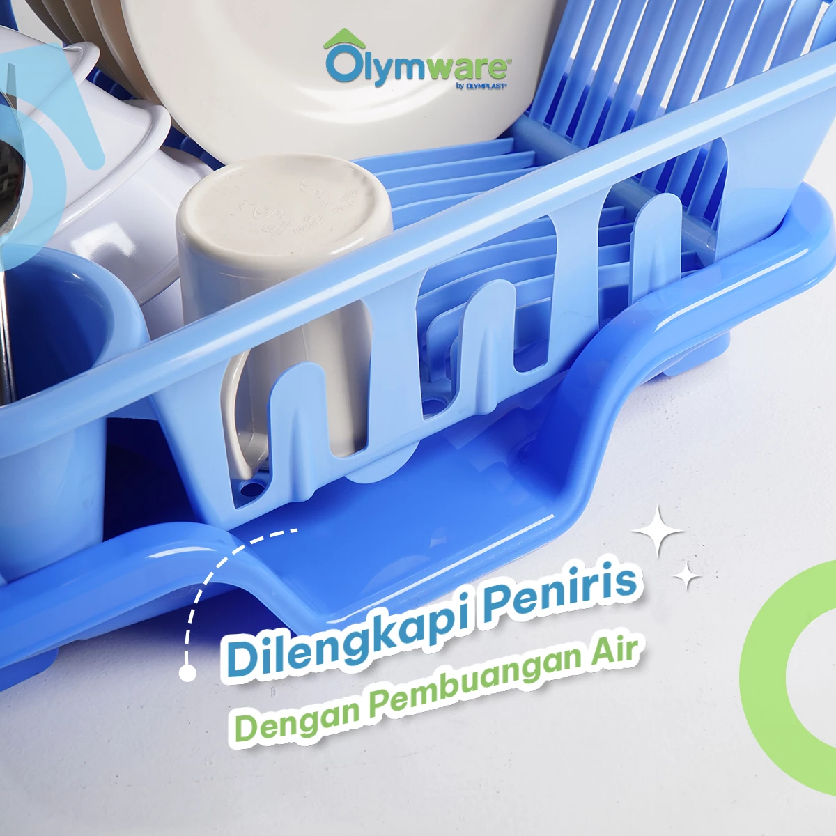 Vessa Dish Drainer Set & Rack - Rak Piring Plastik - Tray Pembuangan - Tempat Tiris Piring Minimalis gallery 3