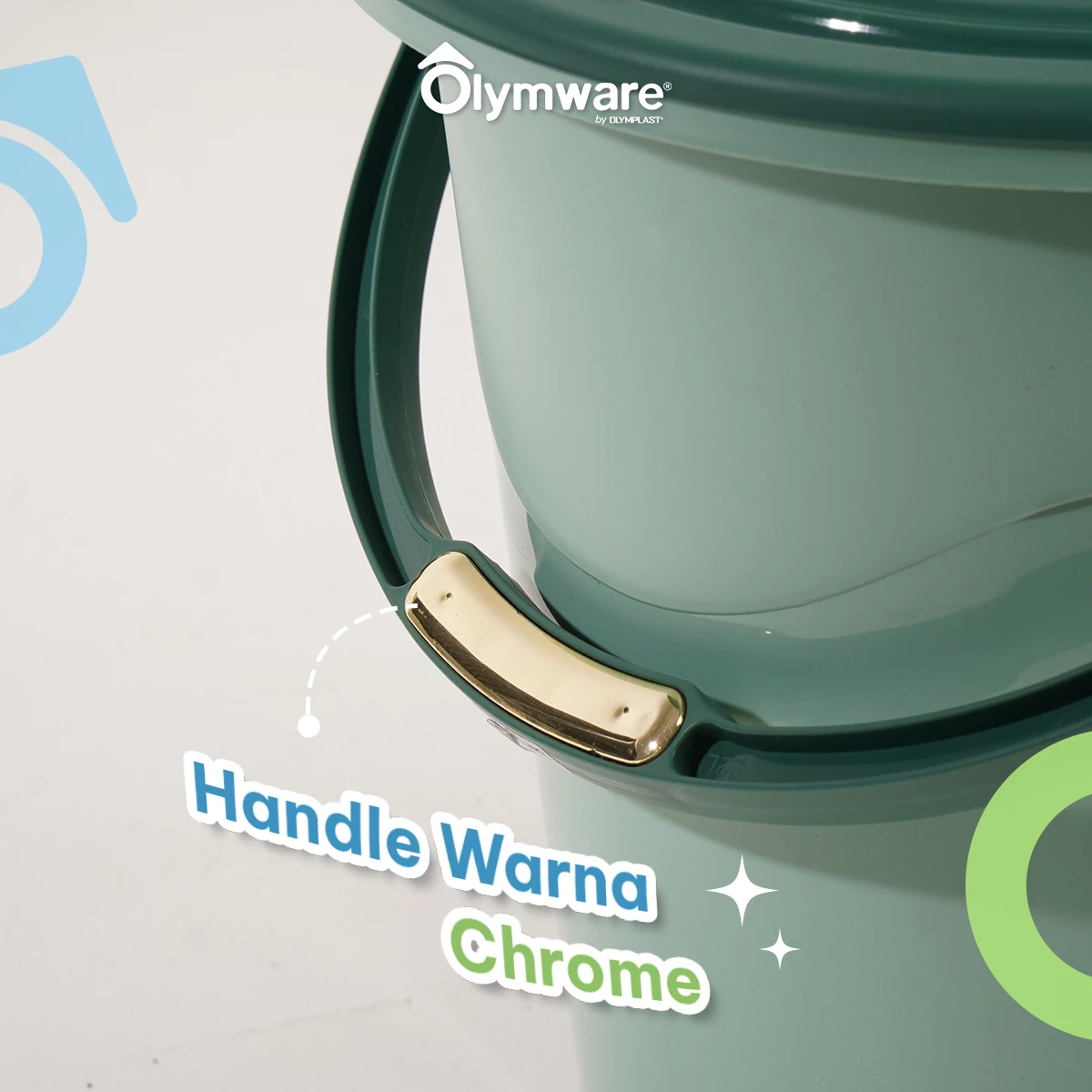 Aquira Water Bucket - Ember Plastik Handle Chrome - Ember Air Kuat Modern Rumah Tangga gallery 6