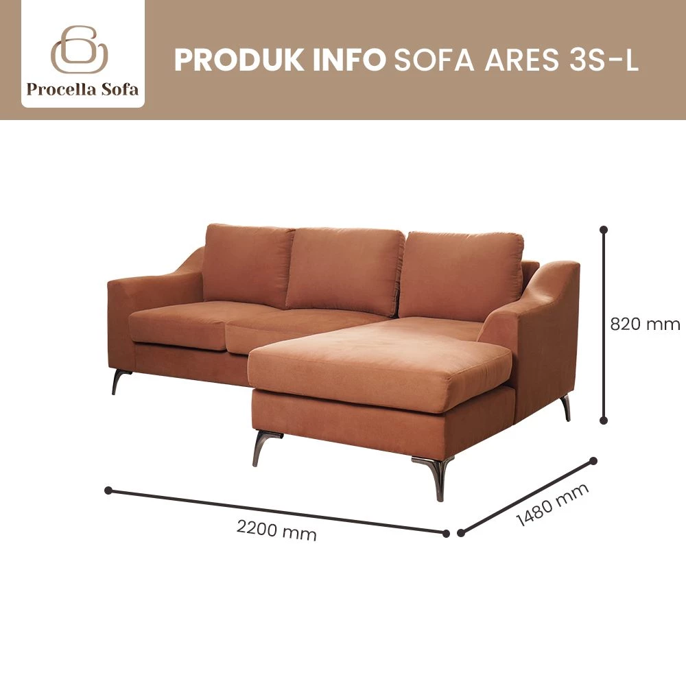 Procella Sofa Ares 3S L Fabric gallery 1
