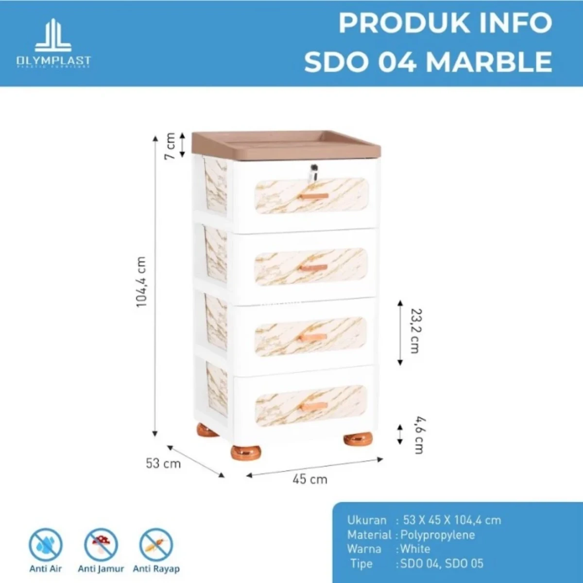SDO 04 MARBLE - Laci Penyimpanan Serbaguna Modern - Stylish Drawer Olymplast gallery 1