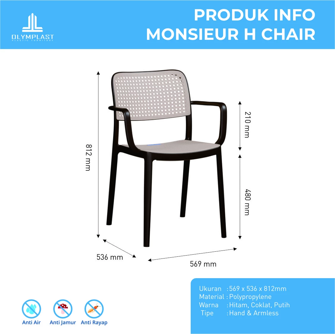 MONSIEUR CHAIR H 4pcs - Kursi Ruang Makan - Kursi Tamu - Kursi taman gallery 1