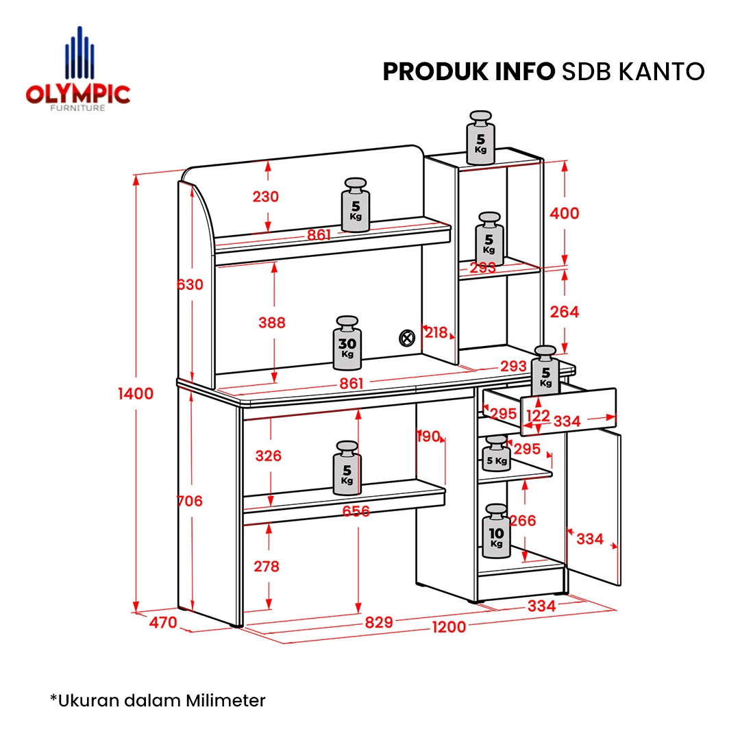 SDB Kanto - Meja Belajar Anak - Meja Kerja Modern Minimalis gallery 1