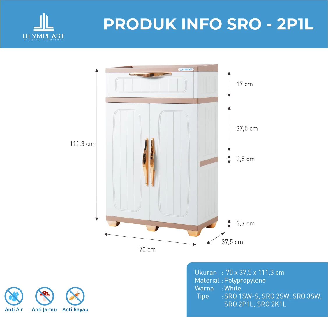 SRO 2P1L - Rak Sepatu Olymplast - Rak Sepatu Susun Tertutup - Rak Sepatu 4 Tingkat 1 Laci gallery 1