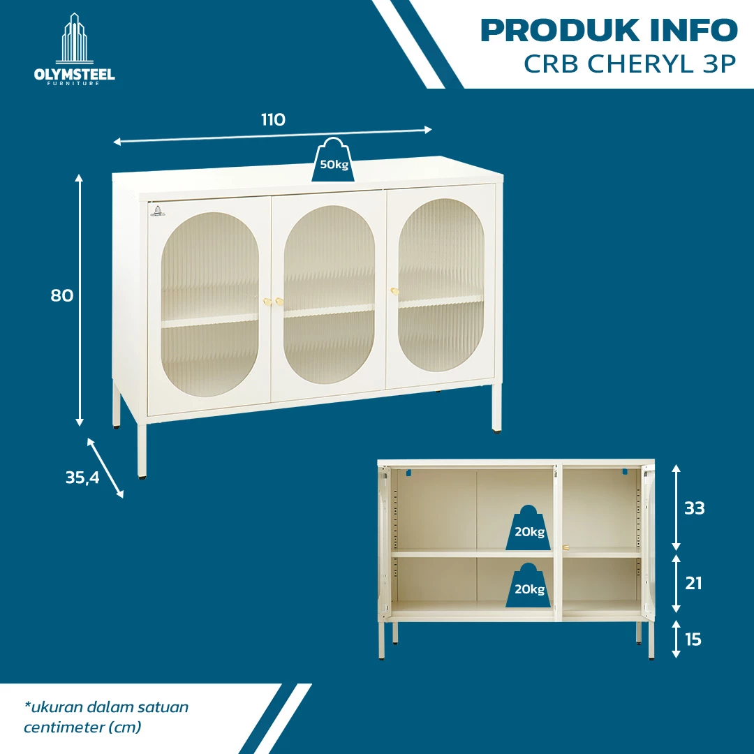 CRB CHERYL 3P - Rak Ruang tamu - Rak Aesthetic - Rak Credenza -Lemari Kabinet gallery 1