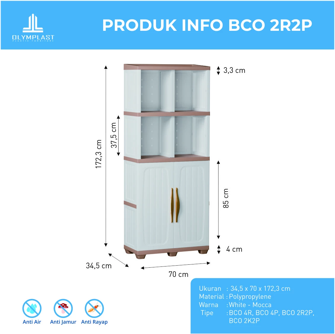 BCO LUXURY 2R2P - Lemari Penyimpanan Minimalis gallery 1