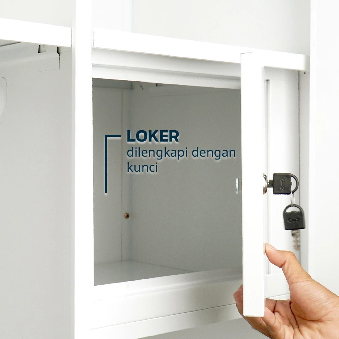 OSWS 4P2L ALBA - Lemari Besi Sliding 4 Pintu 2 Laci Putih - Lemari Besi Modern & Kokoh gallery 2
