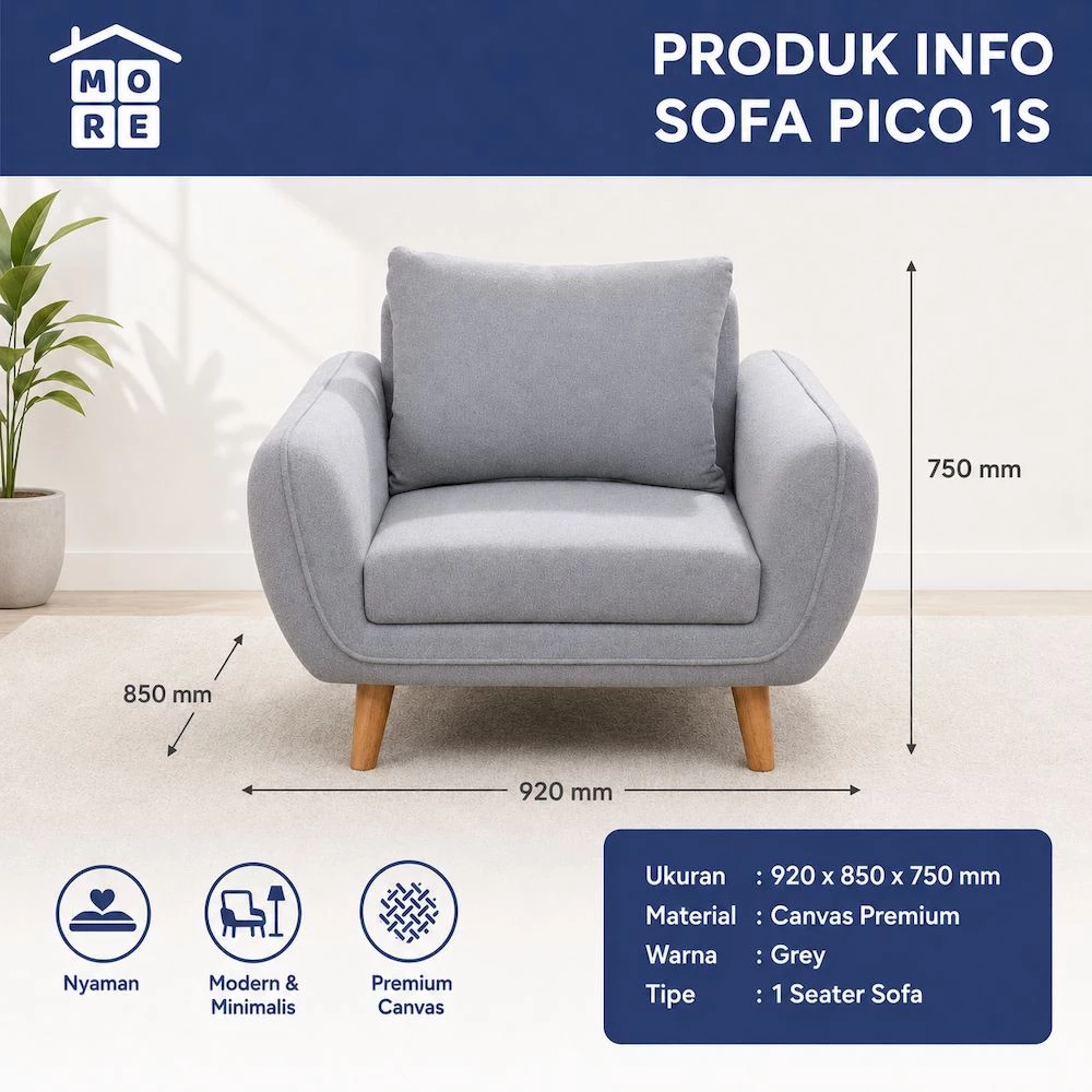 MORE PICO Sofa Minimalis - Sofa Canvas Premium Modern gallery 1