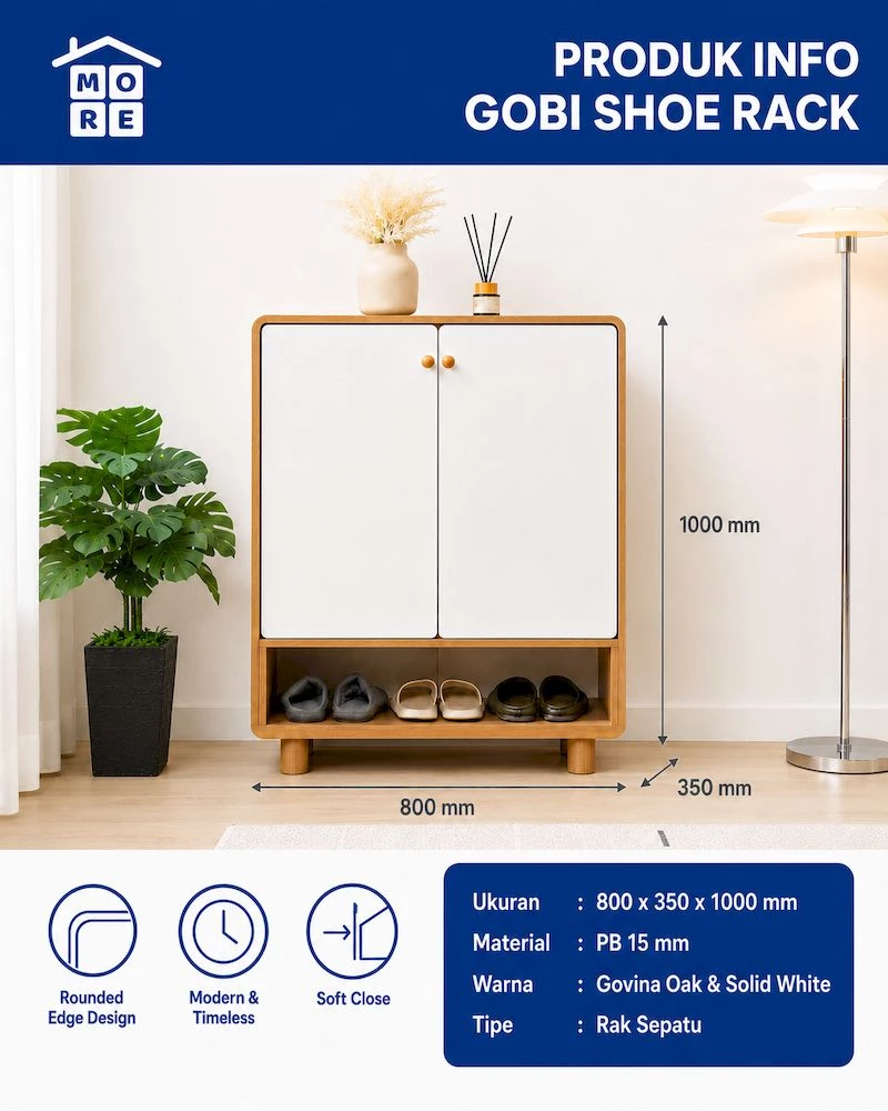 MORE GOBI Shoes Rack Minimalis - Lemari Sepatu Kayu Adjustable Multifungsi Govina Oak gallery 1