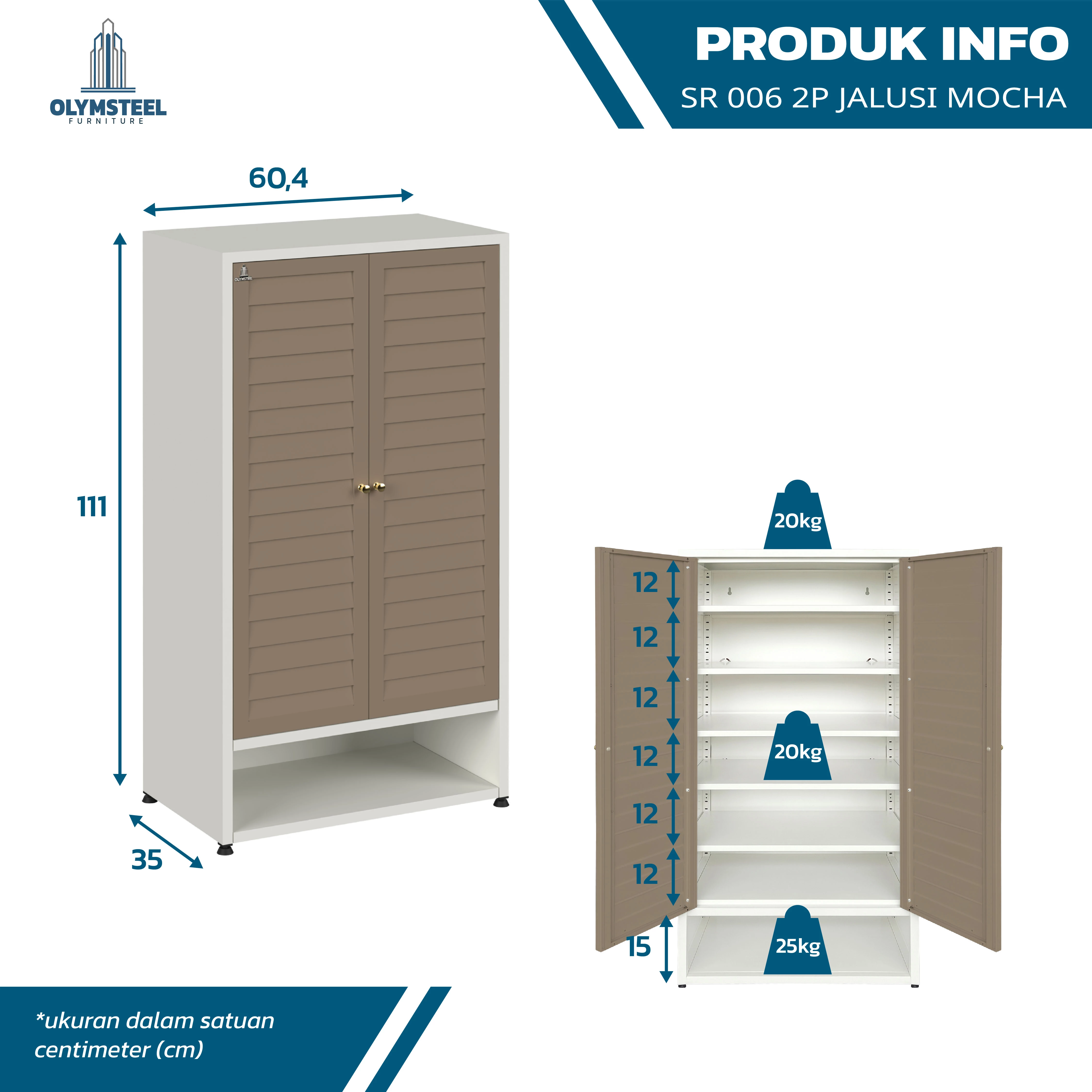 SR 006 2P Jalusi - Rak Sepatu Besi Minimalis 2 Pintu gallery 1
