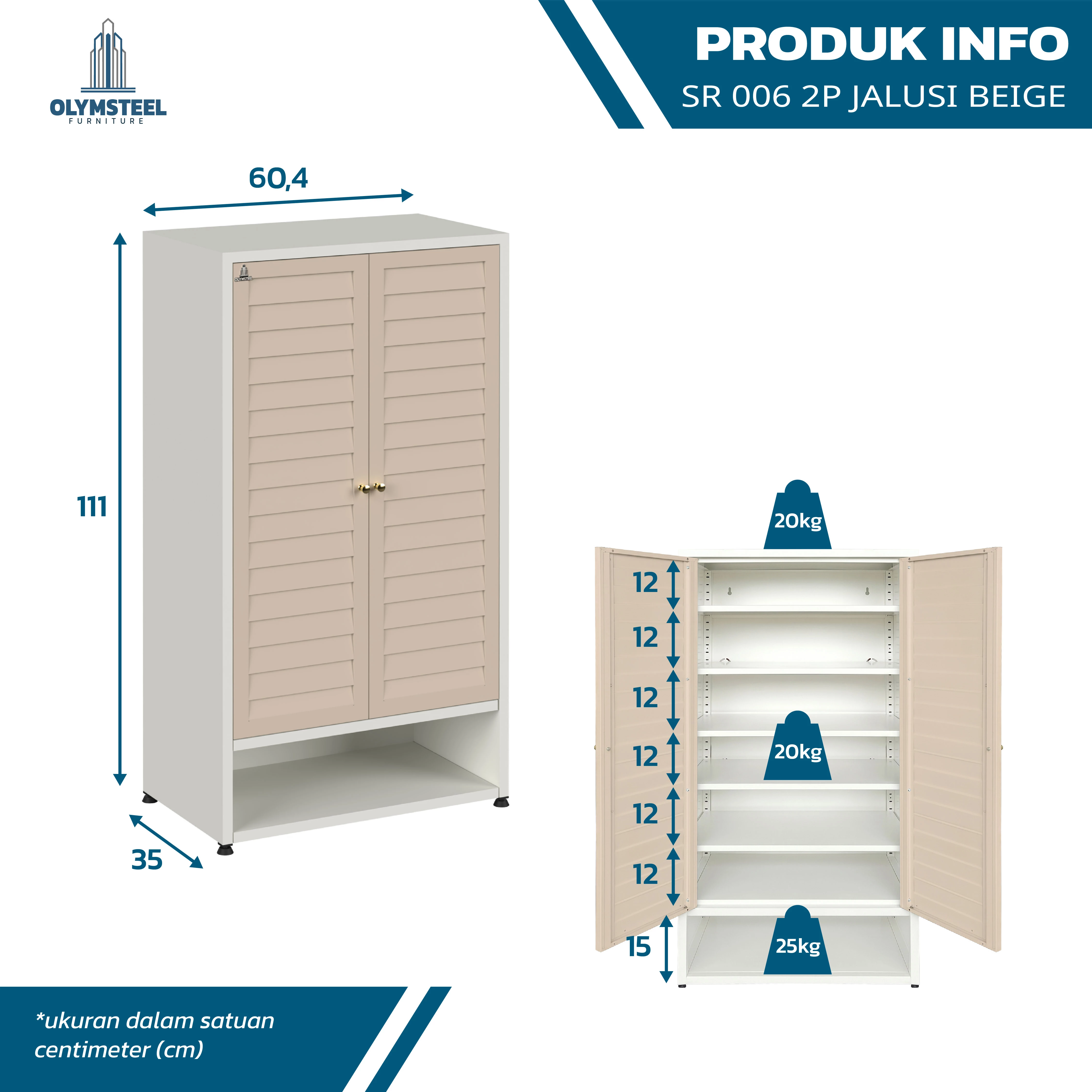SR 006 2P Jalusi - Rak Sepatu Besi Minimalis 2 Pintu gallery 2