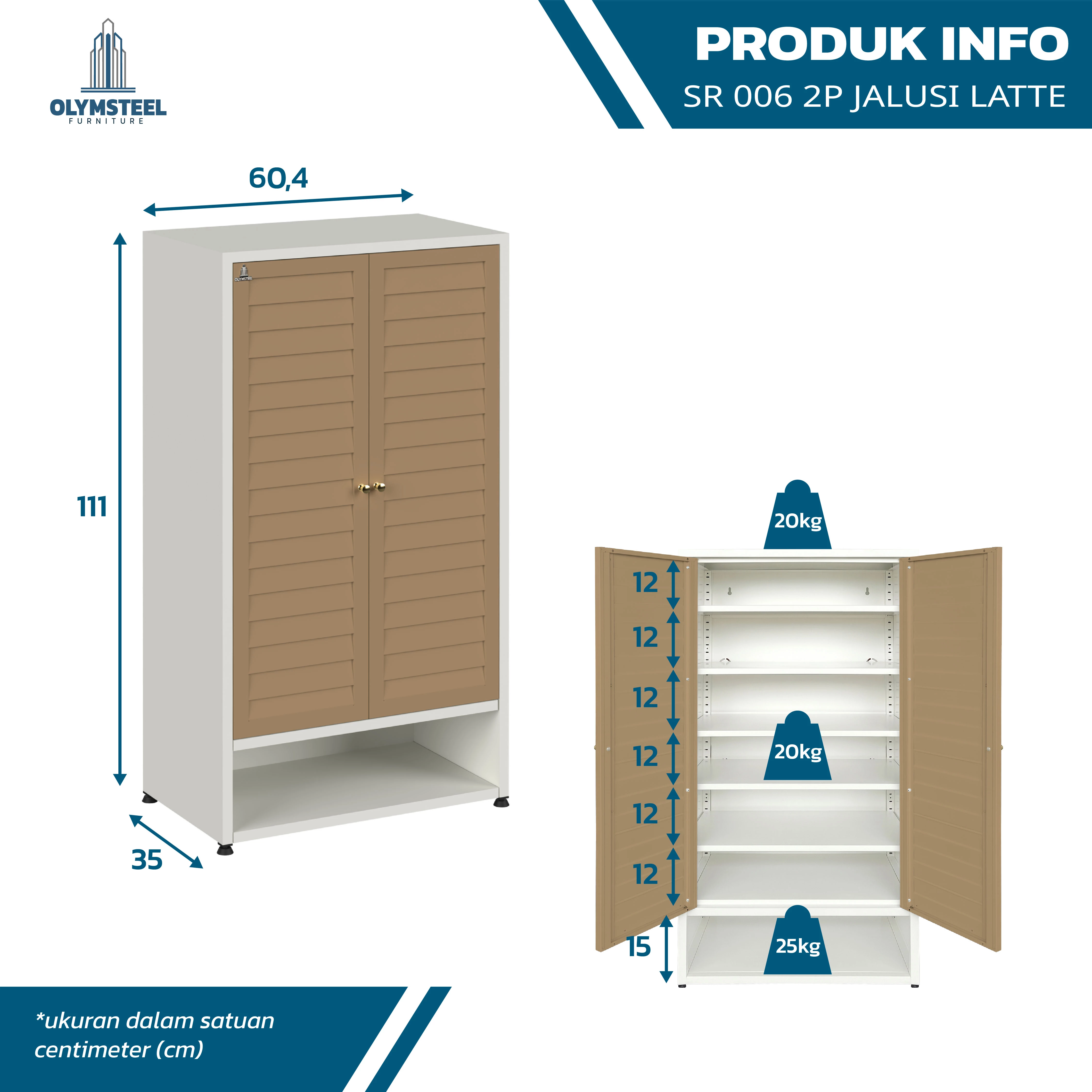 SR 006 2P Jalusi - Rak Sepatu Besi Minimalis 2 Pintu gallery 3