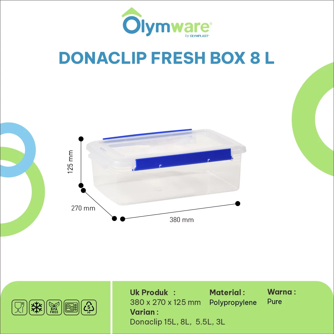 Donaclip Fresh Box - Food Container Klip - Wadah Makanan Kedap Udara - Clip Lock Stackable gallery 2