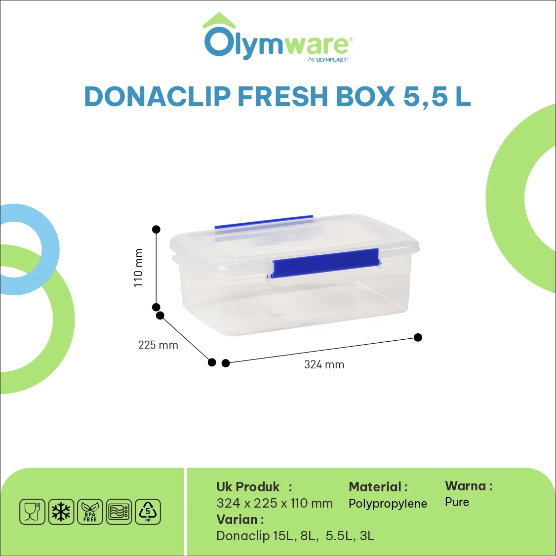Donaclip Fresh Box - Food Container Klip - Wadah Makanan Kedap Udara - Clip Lock Stackable gallery 3