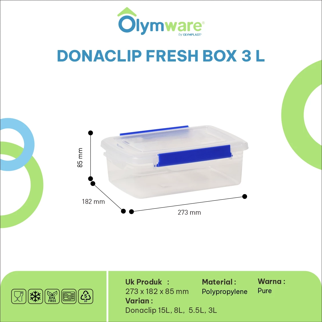 Donaclip Fresh Box - Food Container Klip - Wadah Makanan Kedap Udara - Clip Lock Stackable gallery 4