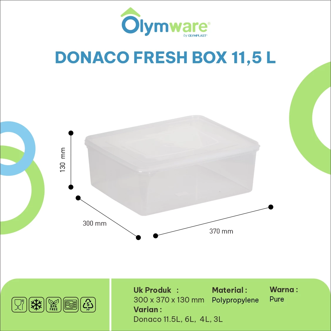 Donaco Fresh Box - Food Container Bening - Wadah Makanan Kedap Udara - Stackable Freezer Safe gallery 1