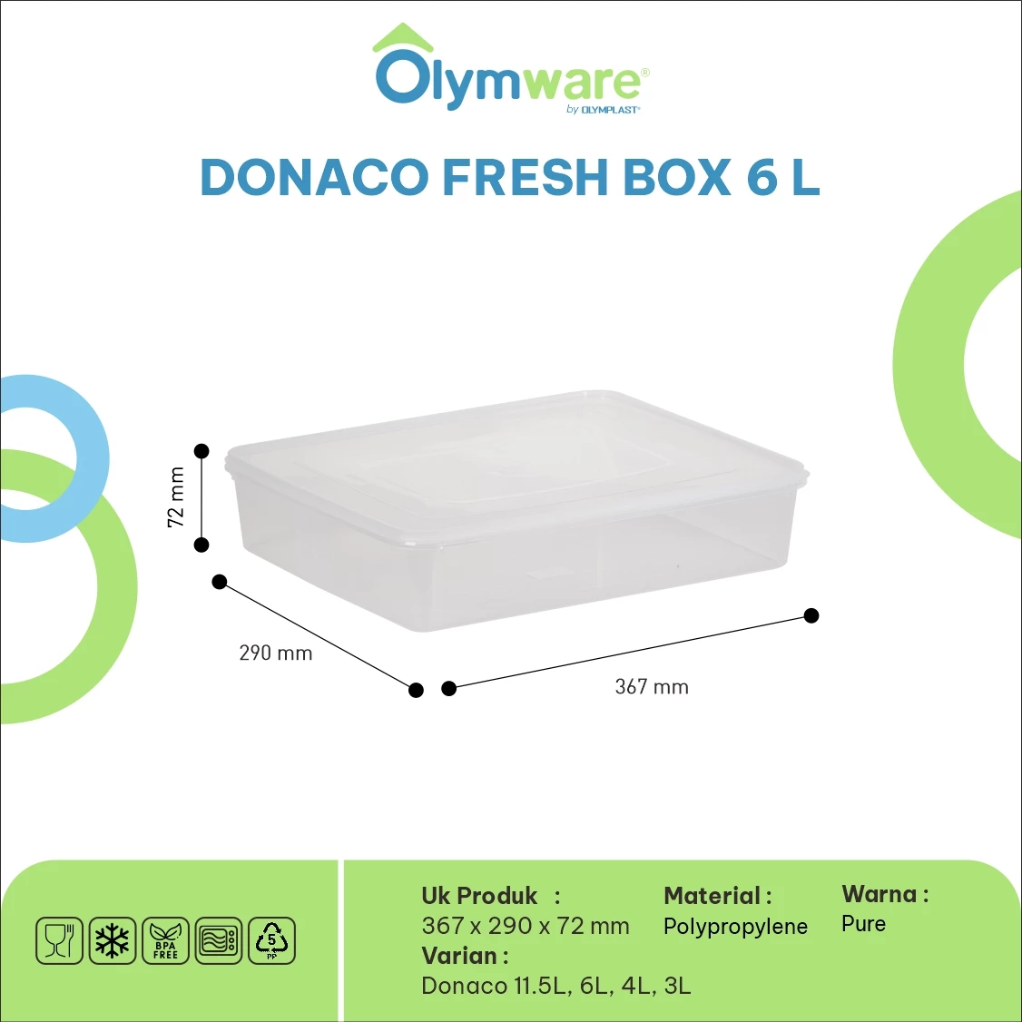Donaco Fresh Box - Food Container Bening - Wadah Makanan Kedap Udara - Stackable Freezer Safe gallery 2