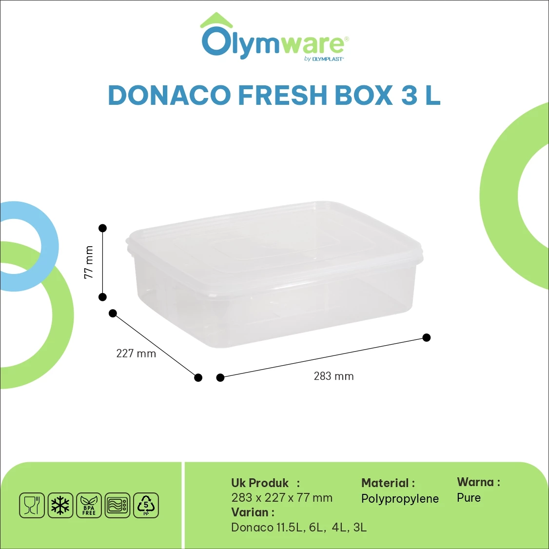 Donaco Fresh Box - Food Container Bening - Wadah Makanan Kedap Udara - Stackable Freezer Safe gallery 4