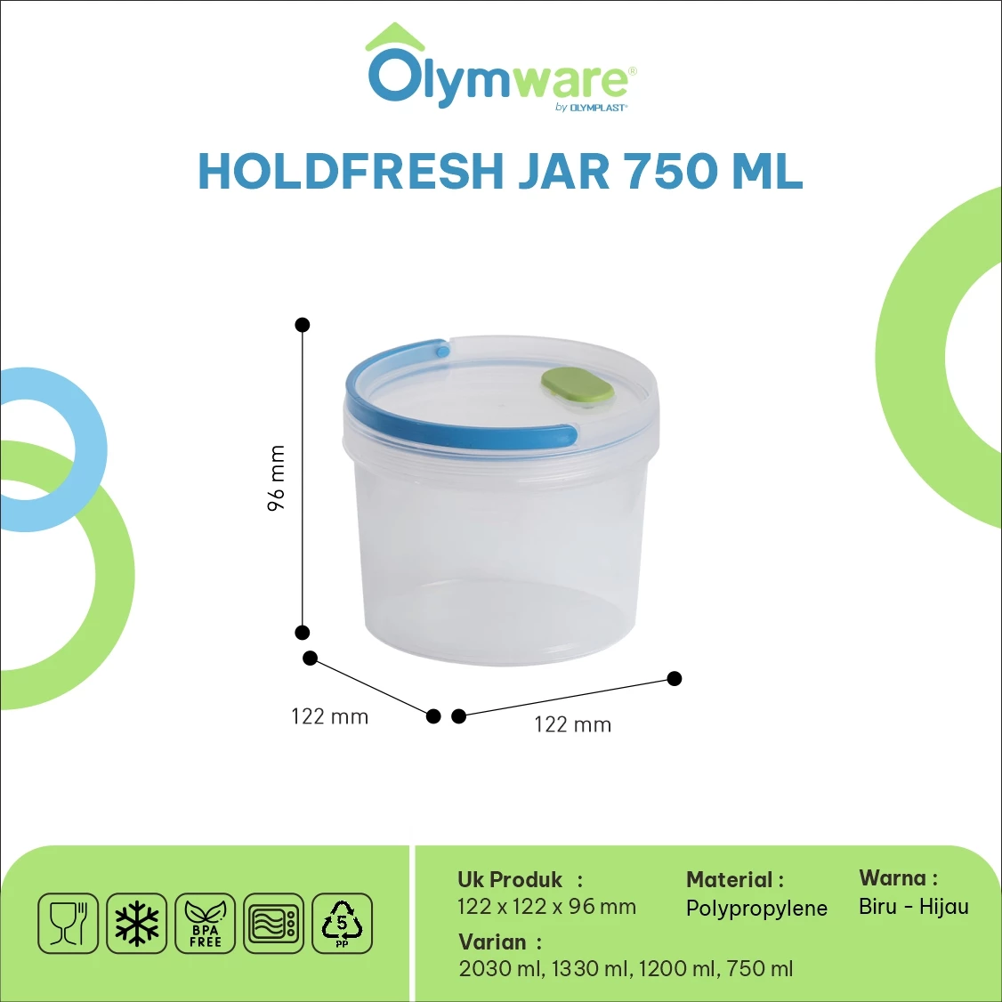 Holdfresh Jar 750ml 1200ml 1330ml 2030ml - Toples Kue Handle - Toples Plastik Bening Kedap Udara gallery 4
