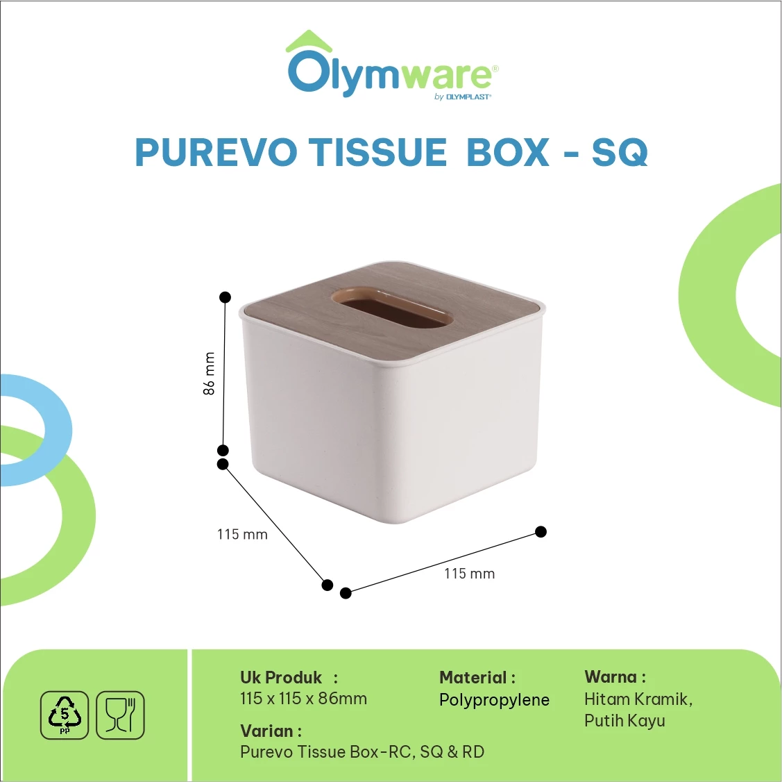 Purevo Tissue Box - Tempat Tisu Kotak Panjang Bulat Bening Plastik - Wadah Tisu Minimalis gallery 1