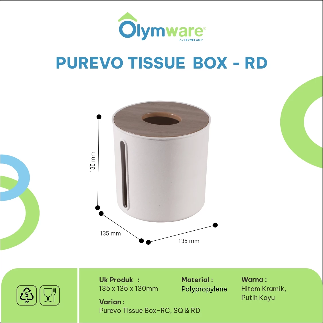 Purevo Tissue Box - Tempat Tisu Kotak Panjang Bulat Bening Plastik - Wadah Tisu Minimalis gallery 2