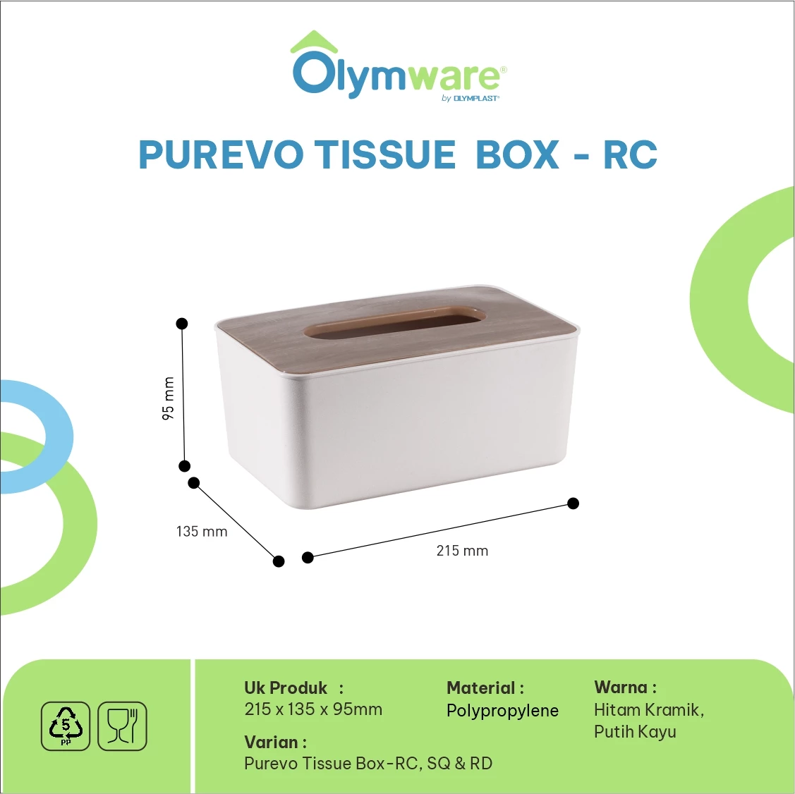 Purevo Tissue Box - Tempat Tisu Kotak Panjang Bulat Bening Plastik - Wadah Tisu Minimalis gallery 3