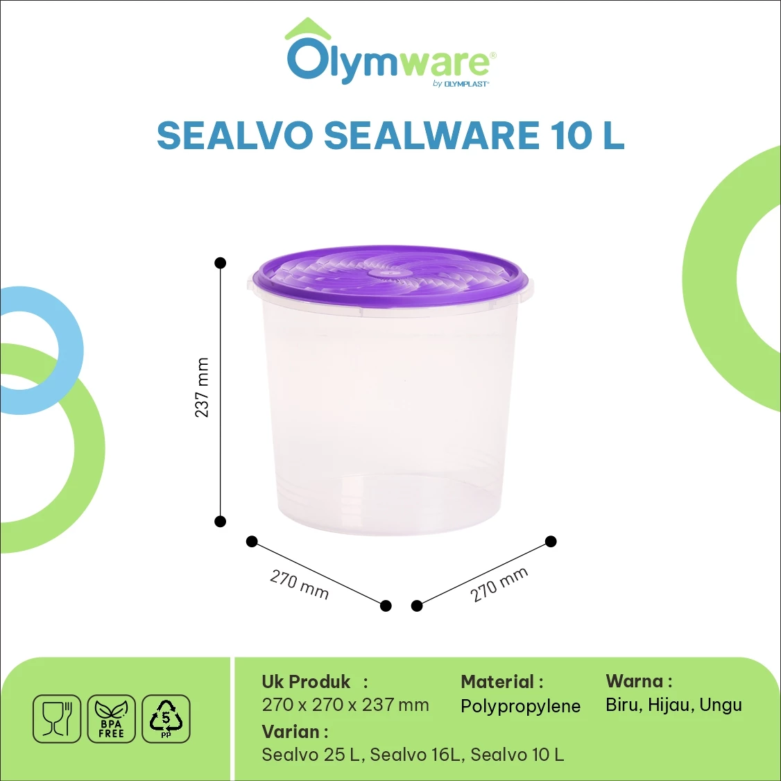 Sealvo Sealware - Toples Kerupuk Kedap Udara - Toples Plastik Snack Besar One Press Lock gallery 3